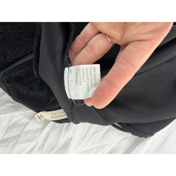 BEC BRIDGE Black Lace Trim Cutout Slip Maxi Dress Spaghetti Straps Formal Evenin - Picture 7 of 10